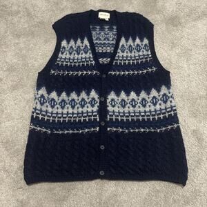 VTG 90s Eddie Bauer Size XL Tall Wool Knit Fisherman Sweater Vest